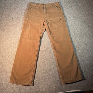 Duluth Trading Co Brown Lined Cargo Work Pants Mens 12x31 Cotton Canvas Utility